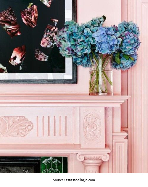 Manteau de foyer rose quartz et fleurs serenity